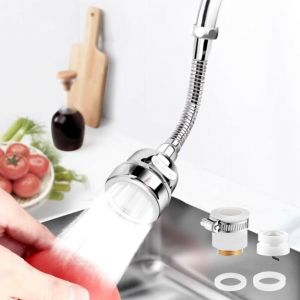 A&eacute;rateur de robinet 360&deg; Pivotant Brise-Jet 3 Modes T&ecirc;te de Robinet Rallonge Flexible Filtre de Buse avec Connnecteur