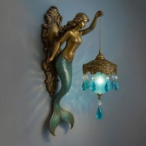 Applique murale sir&egrave;ne, applique murale style bord de mer, veilleuse,fabrication artisanale en r&eacute;sine, lumi&egrave;re chaude, id&eacute;ale pour les bars