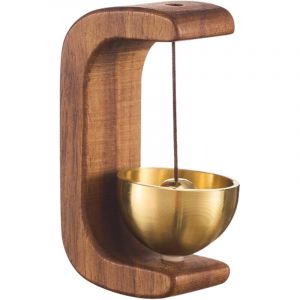 Sonnette magn&eacute;tique de commer&ccedil;ant pour ouvrir la porte - Sonnette vintage en bois avec cloche en laiton, d&eacute;coration stimulant la dopamine et sonnette
