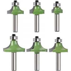 Lot de 6 Fraise D&eacute;fonceuse &agrave; Bois 8 mm, Fraise Quart de Rond avec Tige 8 mm, Fraises pour D&eacute;fonceuse &agrave; Bois, Fraise &agrave; Rainurer Arrondi pour le