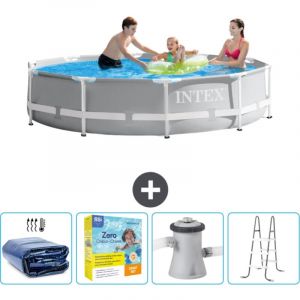 Piscine ronde à cadre prisme Intex - 305 x 76 cm - Grise - Incluse Accessoire CB13