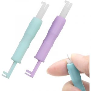 Vert+violet 2 aides &agrave; l'enfilage de l'aiguille pour machine &agrave; coudre Enfile aiguille rapide Enfile aiguille &agrave; coudre automatique Outil d'enfile aiguil