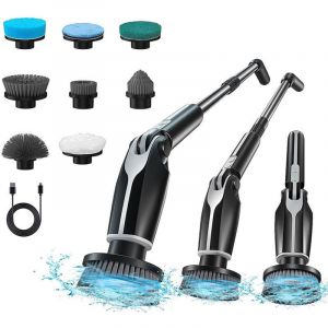 Brosse Electrique Nettoyage Rotative - Electric Spin Scrubber avec 8 T&ecirc;tes de Brosse Rempla&ccedil;ables - 4000mAh