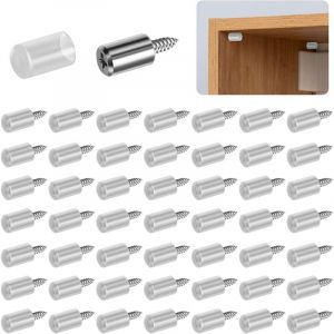 50 Pi&egrave;Ces Taquet Etagere &oslash;7,5 mm avec Protection en Caoutchouc Transparent, Pour les biblioth&egrave;ques, les armoires