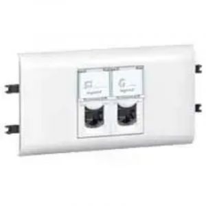 Legrand 078673 Prise Legrand Mosaic avec plaque+support pour DLP cv 65 - 2xRJ45 Cat.5e FTP - blanc