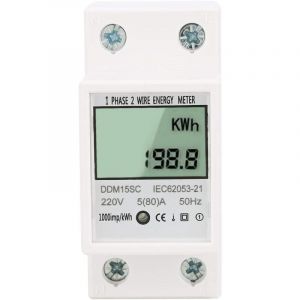 Compteur d'énergie monophasé Rail DIN 35mm?230V 50Hz compteur électronique Kwh 5-80A avec affichage à cristaux liquides?monophasé Compteur d'énergie