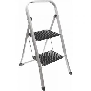 Excellent Houseware - Escabeau de cuisine pliable 2 marches Noir/M&eacute;tal