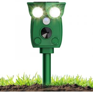 Répulsif à ultrasons pour chats, répulsif solaire pour animaux, 4 modes, répulsif à ultrasons, anti-martres avec détecteur de mouvement et flash LED