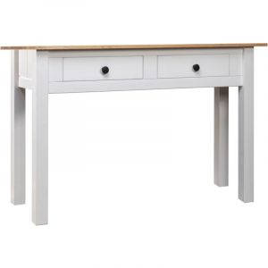 D&eacute;coshop26 - Table console meuble de bureau avec tiroirs 110 x 40 x 72 cm en bois de pin blanc DEC031691
