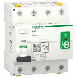 Schneider Electric - interrupteur différentiel ACTI9-4P - 63A - 30MA - type b - si - 400V schneider A9Z61463
