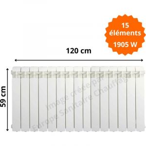 Radiateur aluminium horizontal H.59 x 120 cm vox 500 Deville 1905 w