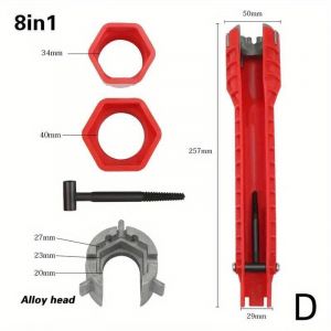 Laoa - 1 Pc 8 En 1 Installateur De Robinet D'évier, Clé De Robinet Multifonction, Clé Magique, Outil De Plomberie D'évier