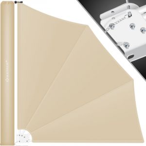 Ventail de balcon rabattable avec support mural Brise-vue balcon pare-vent Brise-vue balcon Store latéral Résistant aux intempéries Beige - Kesser