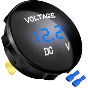 Jauge de voltm&egrave;tre de remplacement automobile DC 12V 24V,&eacute;tanche 12V 24V 36V Digital LED Voltm&egrave;tre avec couleur d'affichage bleue,mini indicateur de