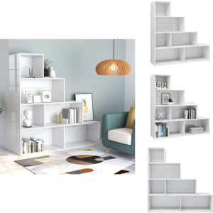 Biblioth&egrave;que/S&eacute;parateur de pi&egrave;ce Blanc brillant Bois ing&eacute;nierie - Biblioth&egrave;que Blanche - Biblioth&egrave;que Moderne - &Eacute;tag&egrave;re Ouverte - S&eacute;paration Pi&egrave;ce