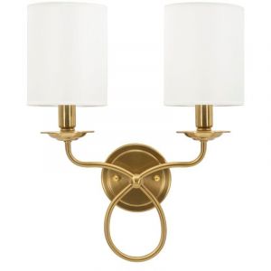 Applique murale 17x22x57 cm design glam dor&eacute; abat-jour pliss&eacute; blanc