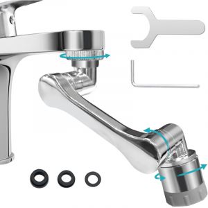 Fitags - Rallonge Robinet Magique Pivotant 1440&deg; - Mousseur Robinet en Laiton avec Douchette pour Cuisine et Salle de Bain - Extension de Robinet