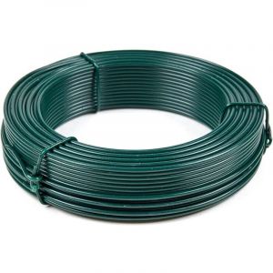 Fil de tension m&eacute;tallique vert plastifi&eacute; , rouleau de 50 m , 0,45 mm , pour cl&ocirc;ture , jardin , bricolage