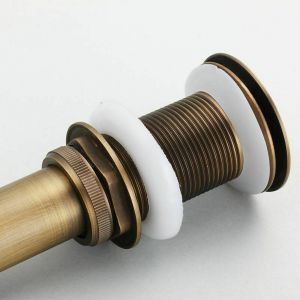 Bonde et accessoires pour vasque et lavabo，Pop-up R&eacute;tro Bouchon Bonde de Lavabo Vidange sans Trop-Plein en Laiton Bronz&eacute; Universel Valve Draineur