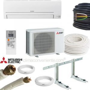 Mitsubishi avec kit d'installation 5 mètres – Mono-split 9000 btu – 2.5 kw MSZ-HR25VF MUZ-HR25VF, a++, climatiseur reversible mural split fixe