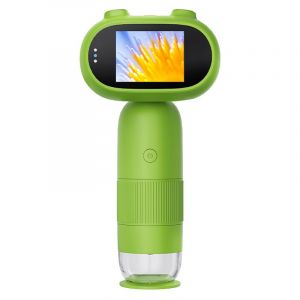 Andyou - 500-1000X Microscope pour Enfants 2' 8 led avec Bouton de Réglage Microscope Numérique Portable 2 Mégapixels - Vert