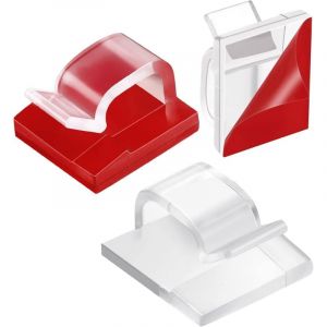 60 Pi&egrave;ces Clip de Fil Ext&eacute;rieur avec Ruban Adh&eacute;sif Clip de Luminaire Clip de D&eacute;coration Crochet de Support de C&acirc;ble Auto-Adh&eacute;sif pour Lumi&egrave;re de F&eacute;e