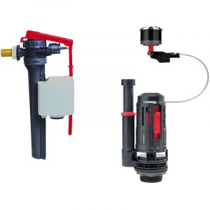 Wirquin Pro - Ensemble m&eacute;canisme de wc flexiflow double chasse lat&eacute;ral 3/8 + robinet flotteur Jollyfill - Wirquin