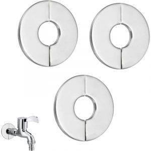 Lot de 3 cache-trous de valve autocollants en acierinoxydable，pour tuyau de rosace mitigeur douche，cache tuyau，cache trou mur ect.