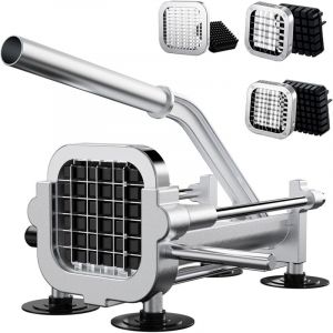 Coupe-frites professionnel, Trancheuse &agrave; pommes de terre en acier inoxydable 12,7 mm et 9,5 mm et 6,35mm, Coupe-pommes de terre robuste pour patates