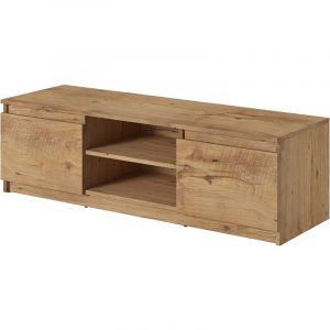 Bratex - Meuble tv 120 cm dingo, meuble t&eacute;l&eacute;vision, &eacute;clairage led inclus, coloris marron