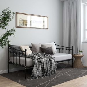 Design In - Cadre de canapé-lit Lit simple Lit Banquette Noir Métal 90x200 cm CFW66364