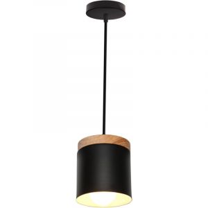 Lustre suspension fer forg&eacute; int&eacute;rieur minimaliste moderne E27 lampe suspension d&eacute;corative (noir)