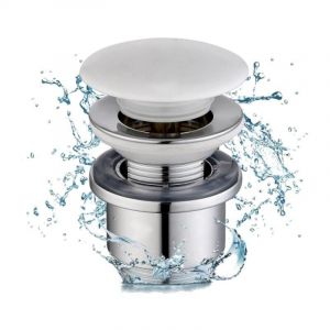 Bonde de Lavabo Bonde Pop-up avec Trop-plein &Eacute;quip&eacute; Panier-filtre Bonde de Vidage en Cuivre Chrom&eacute; Vanne de Vidange Quick-clac