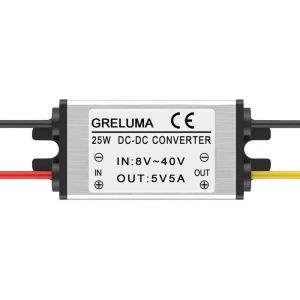 1 pi&egrave;ce convertisseur de Tension abaisseur DC 12V 24V &agrave; 5V 5A (entr&eacute;es 8-40V),Module r&eacute;gulateur de Puissance 25W r&eacute;ducteur de Tension pour syst&egrave;me