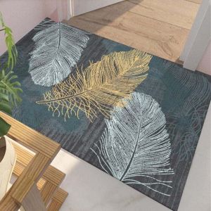 Tapis de Salon 80x120cm velours poils doux plumes Bleu-Gris tapis salle a manger,tapis chambre,tapis de bain,tapis de sport,tapis antid&eacute;rapant,tapis