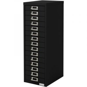 Ml-design - Armoire à Dossiers avec 15 Tiroirs, avec Porte-Étiquette, 28x38x87cm, Noire, en Acier, Classeur pour Documents Format A4, Meuble de