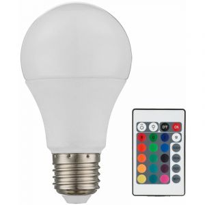 Source de lumi&egrave;re ampoule led rvb blanche lampe moderne t&eacute;l&eacute;commande dimmable forme sph&eacute;rique changement de couleur, 1x douille led E27 4W 470lm