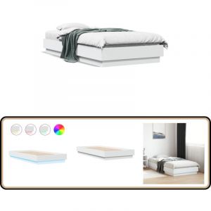 Cadre de lit sans matelas avec lumières led blanc 90x190 cm - Cadre De Lit - Lit Double - Lumieres Led - Bois D'ingenierie - Design Moderne