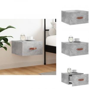 Table de chevet murale gris b&eacute;ton 35x35x20 cm - Table De Chevet Murale - Meuble De Rangement Mural - &Eacute;tag&egrave;re Murale - Commode Murale - D&eacute;co Murale