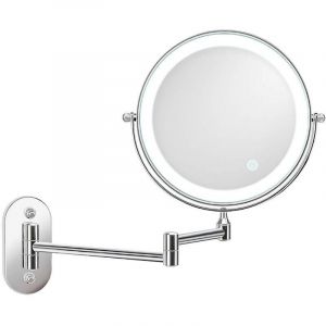 ZVD - Miroir Grossissant Lumineux Mural x5, Miroir de Maquillage 7 Pouces, Pivotant 360&deg;