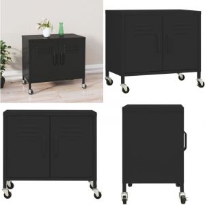Vidaxl - Armoire de rangement Noir 60x35x56 cm Acier - Meuble De Rangement - Armoire De Rangement - Armoire Métallique - Meuble Noir - Rangement