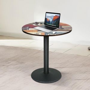 Table Salle &agrave; Manger Ronde Vintage 2-4 Personnes, Table de Bar Ronde de bistrot de Bar, Pied en acier - Model A04(60x60x75cm)