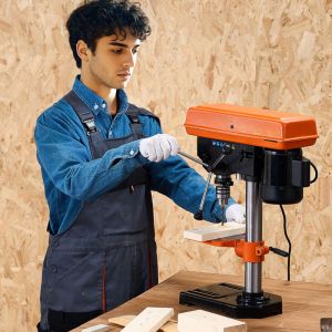 Mophorn Perceuse &agrave; Colonne d'&Eacute;tabli 203,2 mm, Moteur &agrave; Induction 500 W, Vitesse Ajustable 500-2500 tr/min, Table Inclinable 0-45&deg;, Lampe LED