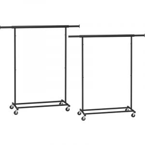 Songmics - Portant à Vêtements avec Roulettes, Tringle Extensible pour Charge Lourde, Porte-manteau, Rangement Vêtement, Capacité de Charge 90 kg