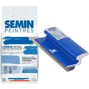 Enduit de lissage extra fin en poudre pour finition des murs Semin Lisseur - intérieur - sac de 5 kg et une lame ce 78 pour enduire et lisser - 25 cm