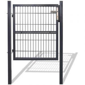 Swanew Portail de clôture de jardin Portillon grillagé avec poteaux Acier Portail de jardin Avec serrure 120100CM Anthracite