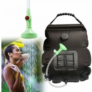Sac de Douche Solaire Camping, 20L Sac de Douche Solaire Portable Douche de Camping Voyage Douche d'eau Chaude avec Pommeau de Douche et Interrupteur