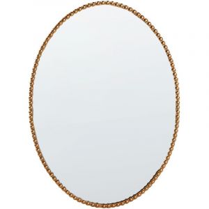 Miroir Murale de Forme Ovale avec Cadre D&eacute;coratif Glamour en Particule de Bois Dor&eacute; pour Chambre ou Salon Beliani