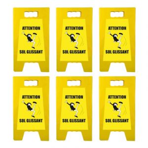 Interface Plv - Chevalet de signalisation 'attention sol glissant' de dimensions 55 x 31 cm - Lot de 6