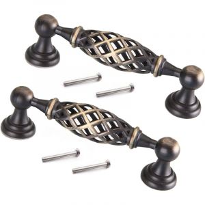 2 Pi&egrave;ces Oiseaux en M&eacute;tal pour Tiroirs, L'armoire Poign&eacute;e de Cage, Poign&eacute;e de Meuble en Bronze Antique, Poign&eacute;e de Tiroir Creuse, pour Armoires de